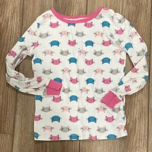 5/$15 Sleepwear Toddler Girl’s White Multicolor Cat long sleeve Sleep shirt 5T